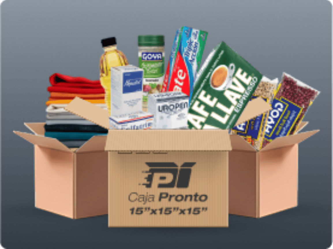 caja con productos de comida y aseo