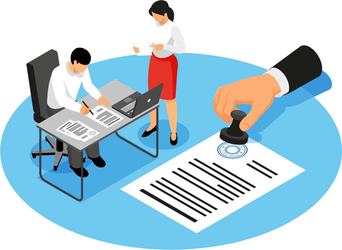 trabajando en la oficina con documentos